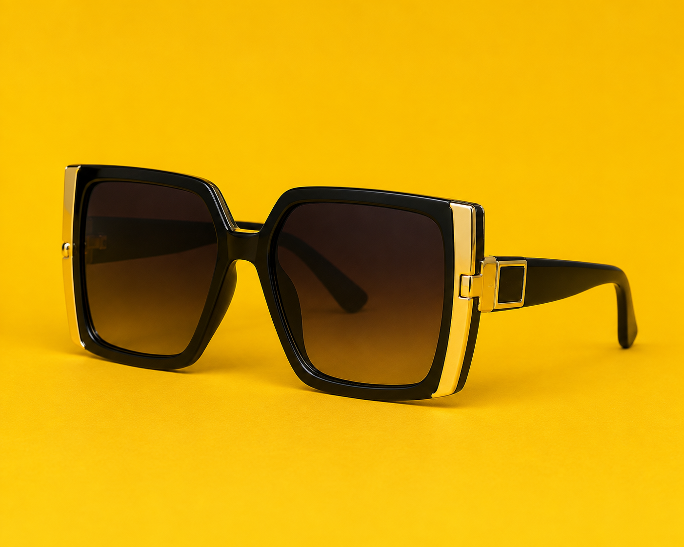 Oversized Gold-Trim Sunglasses